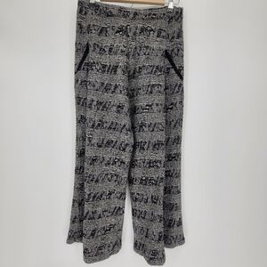 INGRID MUNT knitted black white straight leg wool viscose pants size small